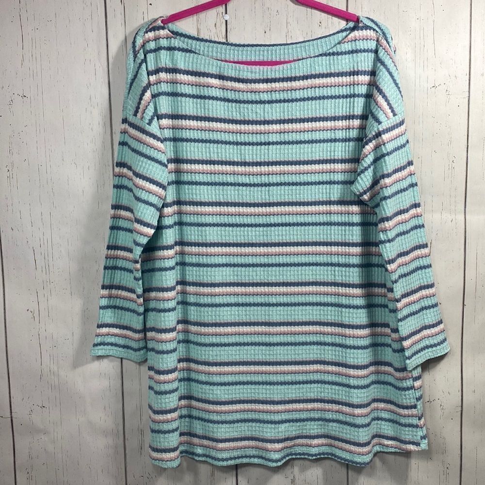 Lane Bryant Womens Striped Long Sleeve Top